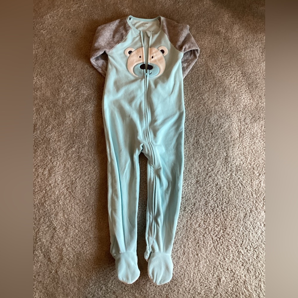 Absorba Bear-Themed Kids Footie Pajamas - Light Blue and Gray - NEW